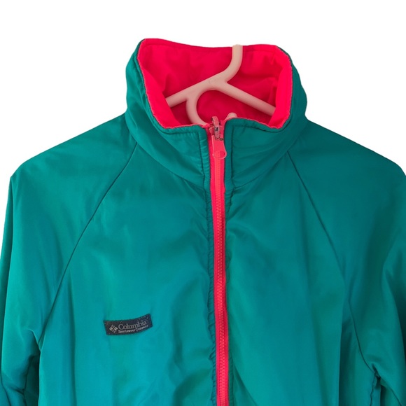 Vintage Columbia Retro Colorful Teal Pink Y2K Ski Jacket Women’s Size Large - Picture 3 of 10